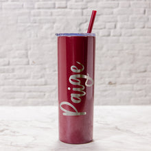 Load image into Gallery viewer, 20oz Skinny Tumbler - Glitter Rosewood
